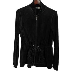 Saks Fifth Avenue Black Y2K Zip Up Jacket Large
